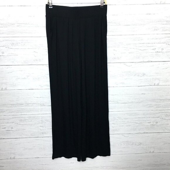 NEW Belle by Kim Gravel Black Wide Leg Pants Stretch Knit Lightweight Flowy XS - Picture 2 of 12
